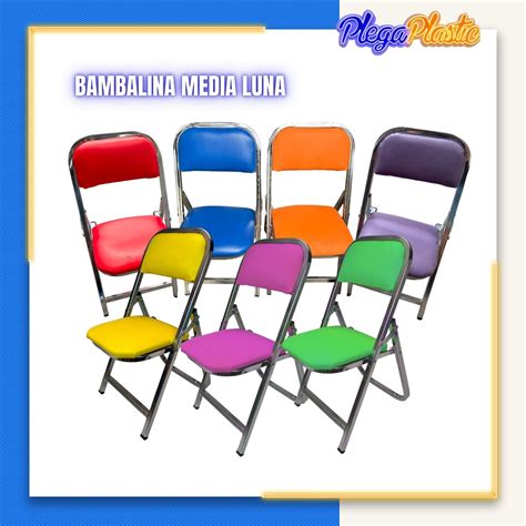 Silla Plegable Cromada Acojinada Infantil Vinil Colores Plegaplastic