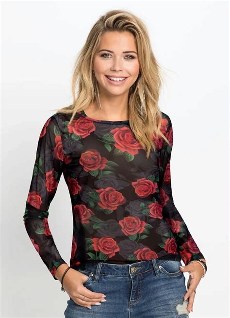 Blusa De Tule Floral Preta Queima De Estoque