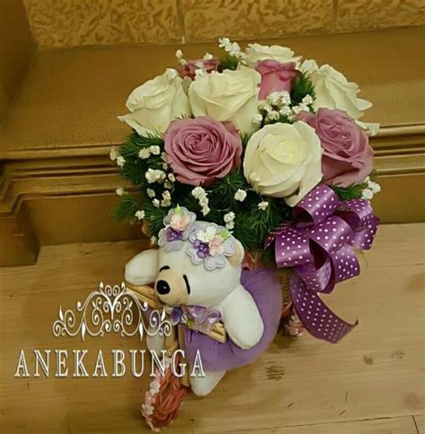 Jual Rangkaian Bunga Mawar Asli Vas Sepeda Boneka Valentine Teddy Bear