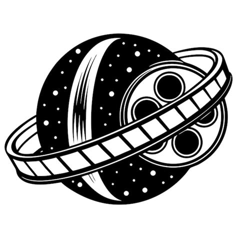 Rollos de película y siluetas de planetas espaciales Diseño de logotipo