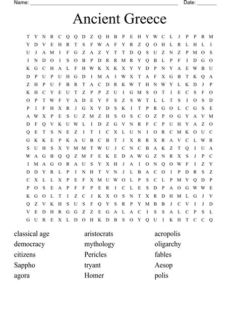 Ancient Greece Word Search Wordmint