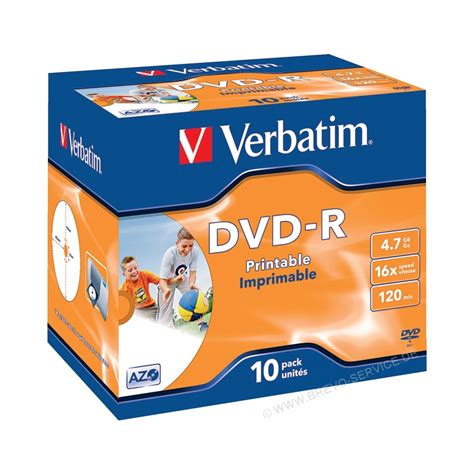 Verbatim DVD R JewelCase 4 7 GB 120 Min 16x Bedruckbar 10er Pack Brevo Ser