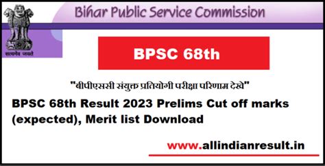 BPSC 68th Result 2023 Mains Cut Off Marks Expected Merit List