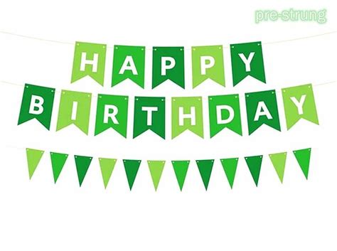 Happy Birthday Banner With Green Pennants