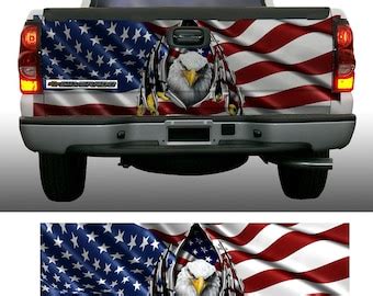 American Flag Eagle Truck Tailgate Wrap Vinyl Graphic Decal Etsy