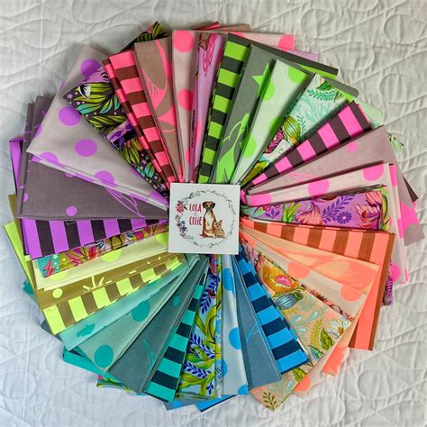 In Stock Tula Pink Everglow And Neon True Colors Fat Quarter Bundle