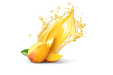 Premium AI Image Mango Juice Splash White Background Details