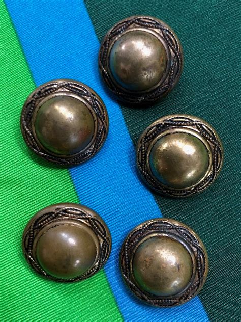 Vintage 1920s Brass Metal Shank Buttons 78 Inch Set Of 4 Etsy