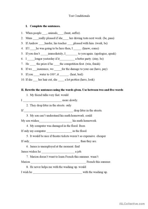 Conditionals And Wishes English Esl Worksheets Pdf And Doc