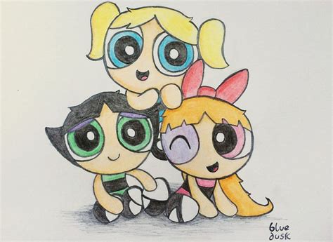 The Powerpuff Girls Drawing Pencil Sketch Colorful Realistic Art