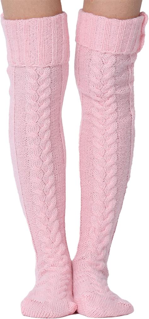 Womens Cable Knitted Thigh High Boot Socks Extra Long Winter Stockings