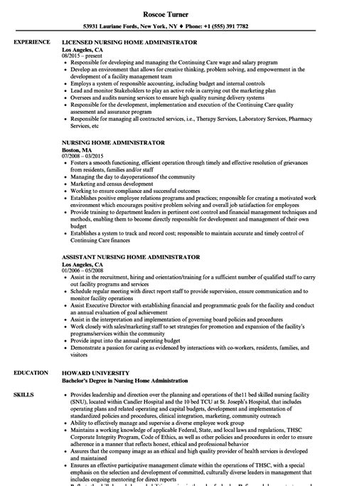 Nursing Home Administrator Resume Samples Velvet Jobs