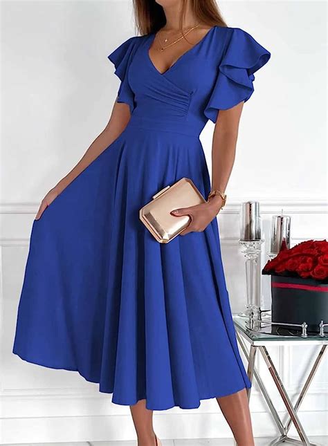 Asvivid Wedding Guest Dresses For Women 2023 Summer V Neck Midi