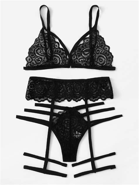 Harness Lace Garter Lingerie Set Shein Usa