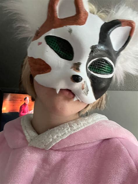 Calico Cat Therian Mask With Teeth Etsy