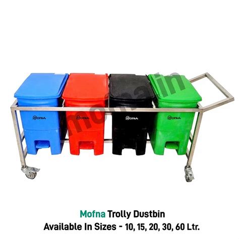 Mofna Bio Medical Waste Bin With Trolley For Hospital Capacity 16 30