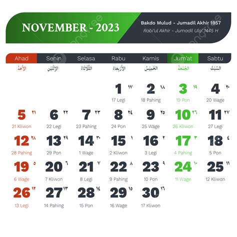 Kalender November Indonesia Lengkap Java Islam Hijriyah Hari Besar