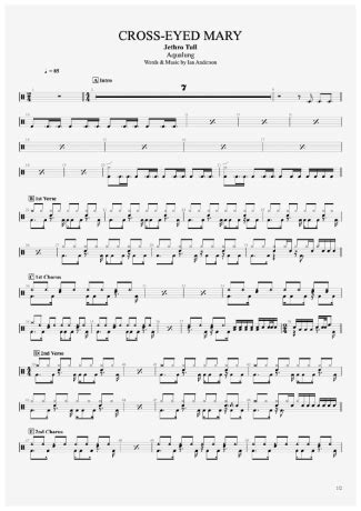 Jethro Tull - Cross-Eyed Mary - Sheet Music For Drums