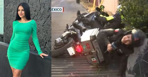 Conductora de TV Azteca sufre accidente en moto sucedió en vivo