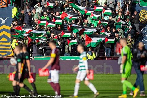 Celtic Fans Hold Up Palestine Flags During Scottish Premiership Match