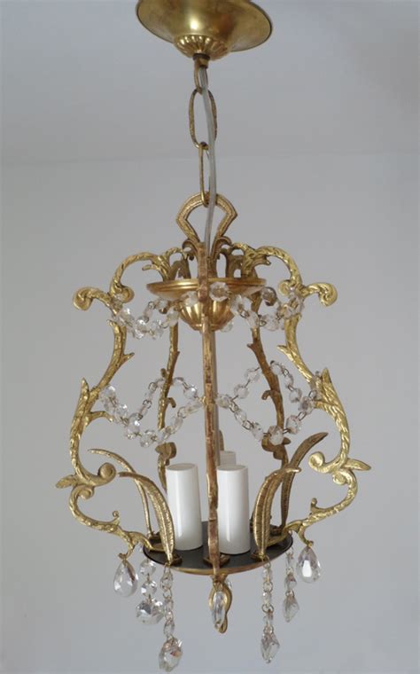 LA CACHARRERIA: LÁMPARA DE BRONCE CON CRISTALES REF.43