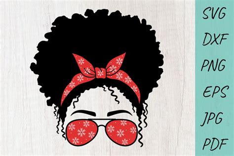 Christmas Messy Bun Svg Mom Life Svg Afro Women Svg