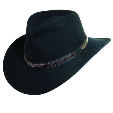 Wool Felt Outback Hat With Faux Leather Trim Explorer Hats