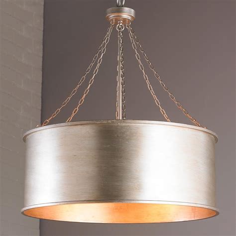 Luxe Patina Metal Drum Shade Pendant Large Metal Drum Shade Metal