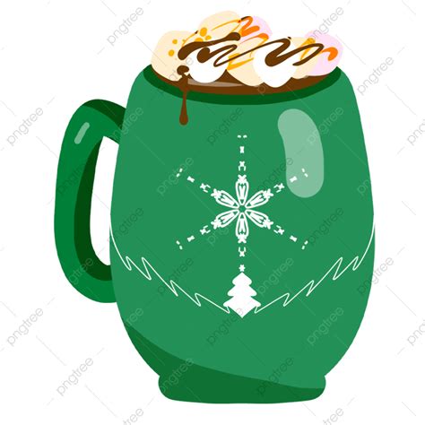 Christmas Hot Cocoa Clipart Vector Christmas Green Color Snowflake