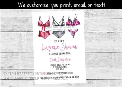 Customized Lingerie Shower Invitation Printable Lingerie Bridal Shower