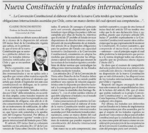 Claudio Troncoso En El Mercurio Nueva Constitucion Y Tratados