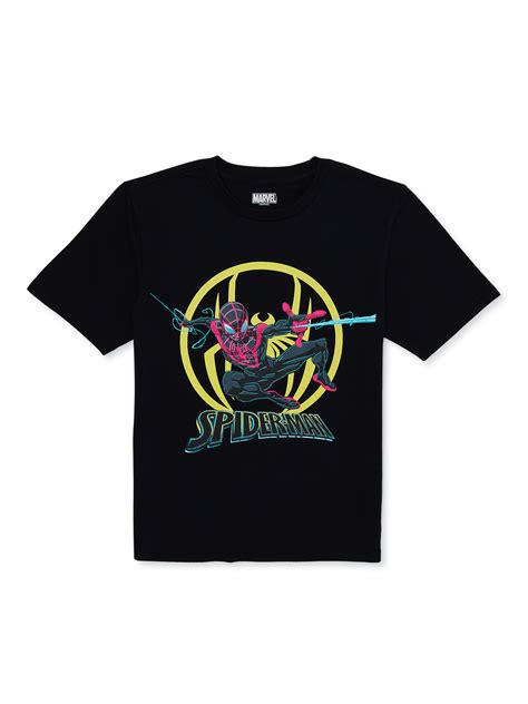 Marvel Boys Spider Man Miles Morales Crew Neck Short Sleeve Graphic