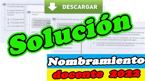 Soluci N Del Examen De Nombramiento Docente Docente