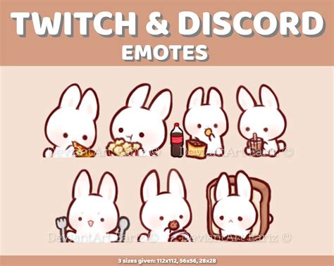 Art And Collectibles Digital 5x Cute Bunny Emotes Pack For Twitch And