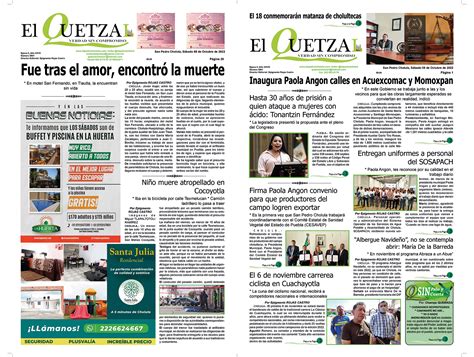 Nuestra Portada Edici N Octubre El Quetzal De Cholula