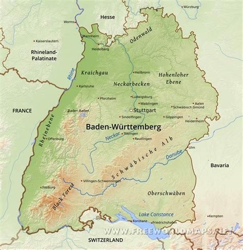 Baden Württemberg Physical Map