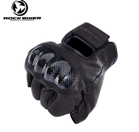 Motorcycle ROCK Leather Gloves Harley Carbon Retro Summer Short Men's Racing Riding Gloves ...