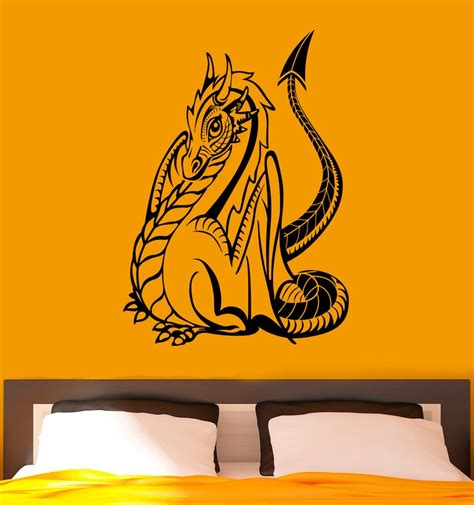 Dragon Wall Decal Vinyl Stickers Gothic Style Fantasy Home Etsy