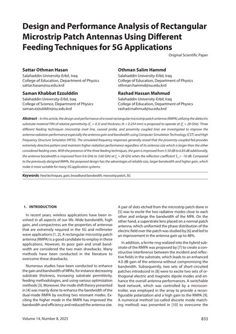 Pdf Design And Performance Analysis Of Rectangular Microstrip Patch