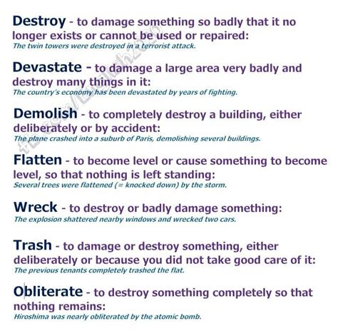 destruction writing words  ways   writing lessons