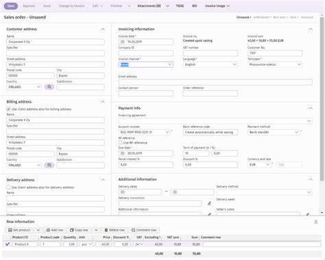 Creating a new sales order – Procountor