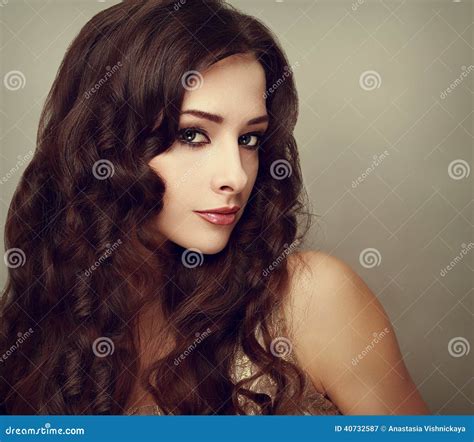 Fashion Luxury Female Model With Long Curly Hair Vogue Stock Image Image Of Hair Lips 40732587