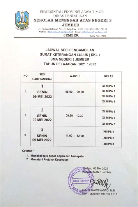 Pengumuman Kelulusan Tahun Pelajaran 2021 2022