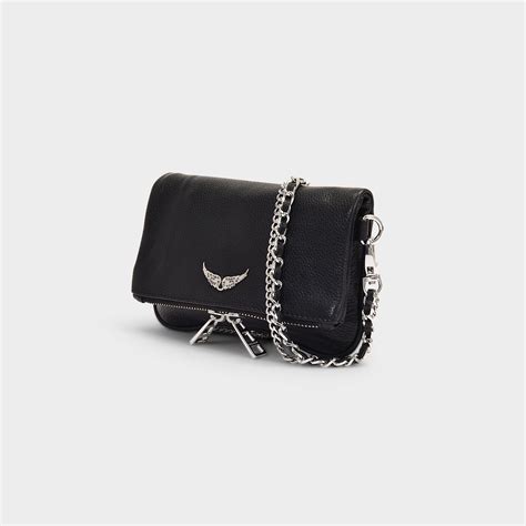 Zadig And Voltaire Rock Nano Crossbody Bag In Black Grained Leather Lyst