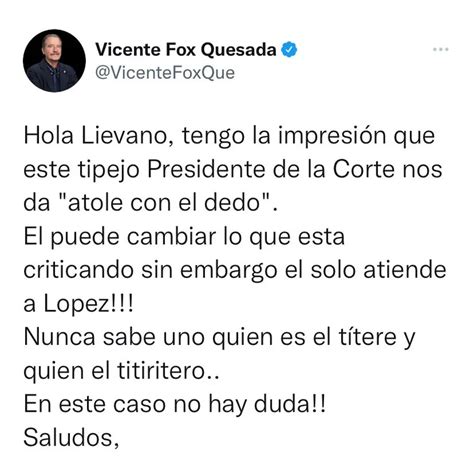 Vicente Fox Se Lanzó Contra Arturo Zaldívar Por Su Visita A Santa