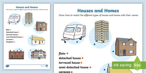 Houses And Homes Matching Activity Types Of House Twinkl