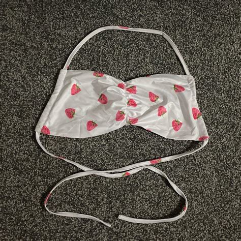 SHEIN Women S White And Pink Bikini And Tankini Tops Depop