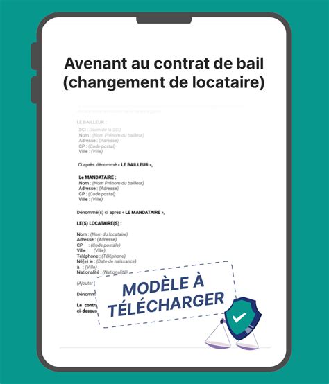 Avenant Au Contrat De Bail Changement De Locataire Mod Le Gratuit