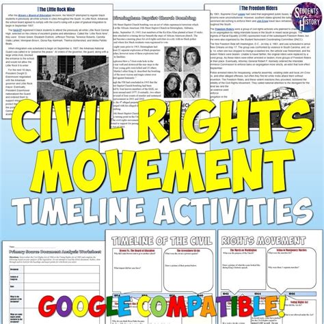 Civil Rights Movement Timeline Activities Project And Reading Worksheets