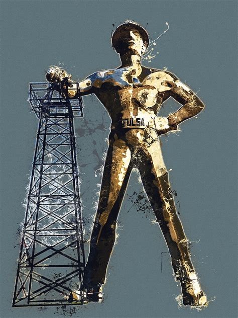 Tulsa Golden Driller Paint Splatter Oklahoma Usa Poster By Pierharper